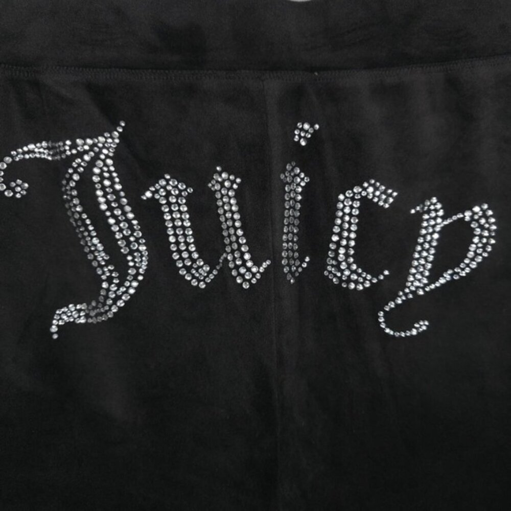 NWT Juicy Couture Black OG Big Bling Velour Track Pant 1X Plus Size Pull On Y2K - Picture 12 of 16